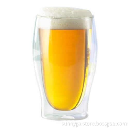 Borosilicate Double Wall Glass Tumbler with 350mL Capacity, Suitable for Tea, Coffee or Beer
